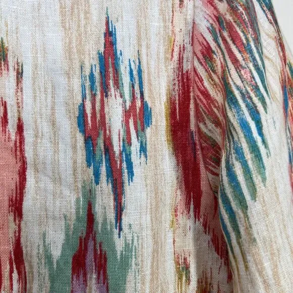 CHICO'S Daintree IKAT Print Soutache Linen Jacket Topper 3/4‎ Size 1(8/10) EUC - Picture 10 of 14